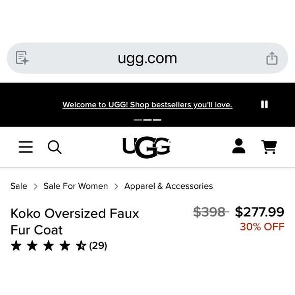UGG Koko Oversized Faux Fur Coat. Size Medium. So Soft and Warm. - Picture 15 of 15